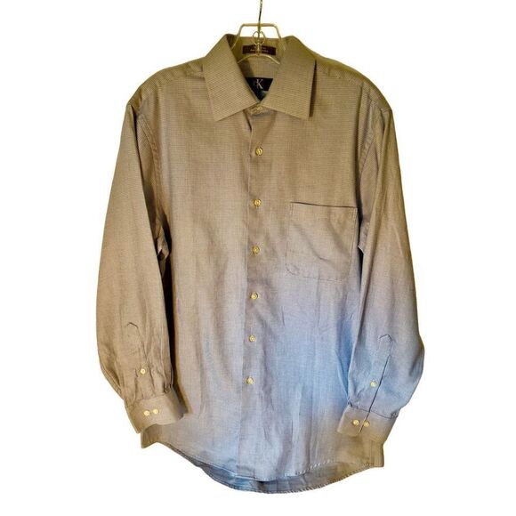 CK Calvin Klein Blue Jacquard Dress Shirt Sz 15 32/33 Button Down Long Sleeve - Picture 2 of 9